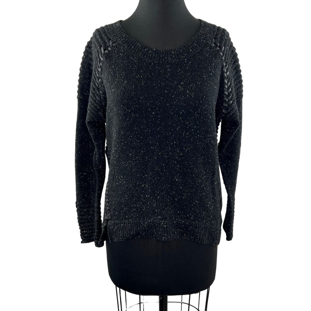 GENERATION LOVE Black Wool Blend Eleanor Whip Stitch Long Sleeve Sweater Size S